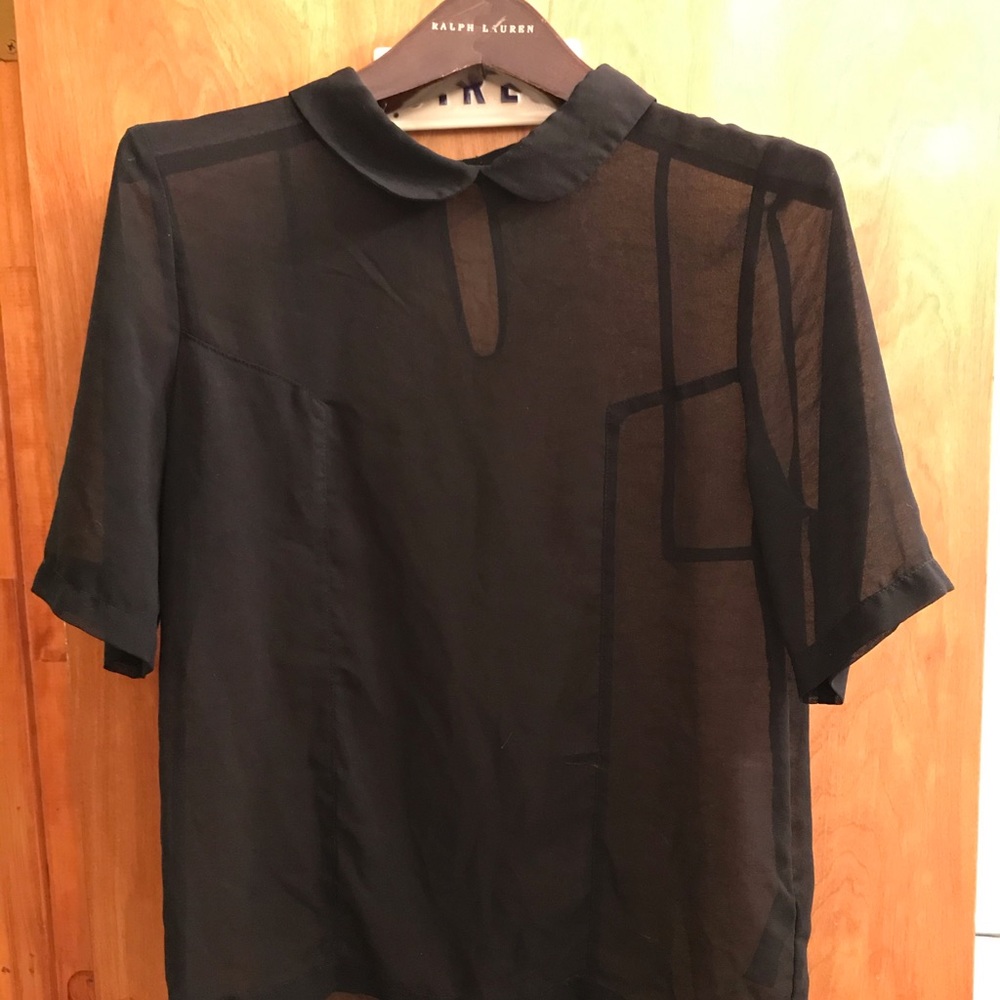 Sheer black top with collar